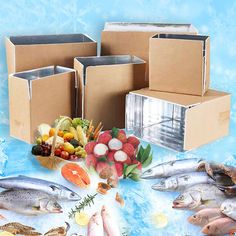 Frozen food boxes with logos