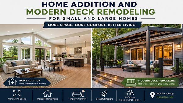 Home addition and modern deck remodeling